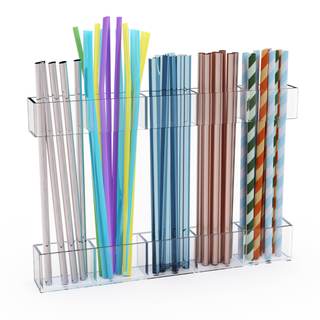 Upgraded 9.5'' Large Acrylic Straw Holder for Cabinet Door, Adjustable Space-Saving Straw…