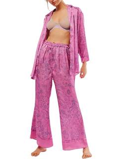 Yimoon Satin Pajama Set for Women Silk Pajamas Set 2 Piece Floral Cute Pj Set Long Sleeve…