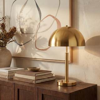 SAFAVIEH Couture Lighting Collection Harvey Modern Metal Dome Gold 26-inch Bedroom Living…