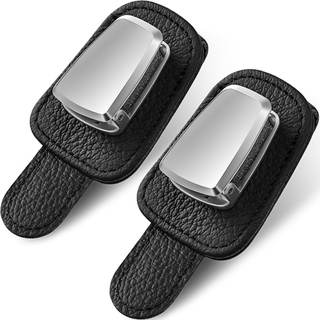 Mudder 2 Packs Sunglasses Holder for Car Universal Visor Sunglasses Holder Clip Leather…