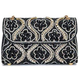 BBTT.ful Flower Evening Handbags Chain Strap Square Shoulder Bag Crossbody Bag Crystals…