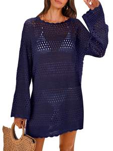 ANRABESS Women Swimsuit Crochet Swim Cover Up 2026 Summer Bathing Suit Swimwear Mesh Knit…