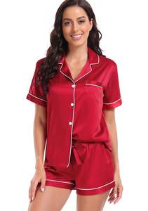 Serenedelicacy Women's Satin Pajama Set 2-Piece Sleepwear Loungewear Button Down Short…
