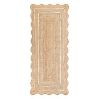 Wave Scalloped Natural Jute Runner, Off White (2'6"x10'): Boho Farmhouse Entryway Scallop…