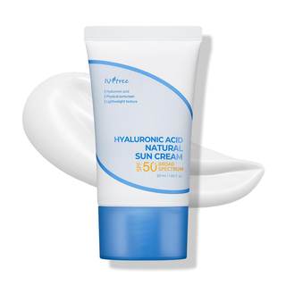 ISNTREE Hyaluronic Acid Natural Suncream SPF 50, Mineral Sunscreen, Gentle Tone-Up…