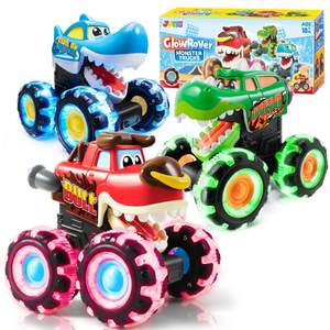 JOYIN 3 Pack Monster Truck Toy - Motion Activated Light Up Cars for Toddlers - Monster…