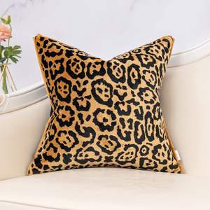 Yangest Black and Gold Square Pillow Cover Cut Velvet Leopard Print Cushion Cover Luxury…