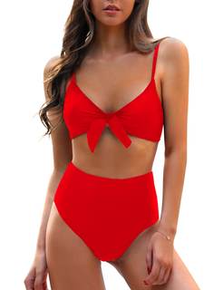 Blooming Jelly Womens High Waisted Bikini Set Tie Swimsuit Bathing Suit