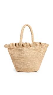 Loeffler Randall Women's Cyrus Raffia Woven Tote with Ruffle Natural One Size