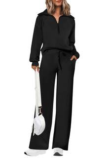 PRETTYGARDEN Women's 2 Piece Matching Lounge Set Sweatsuits | Zip Up Sweatshirt, Long…