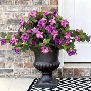 2PCS Artificial Petunia Flowers for Outdoors, Fake Flowers for Outdoor Planters UV…