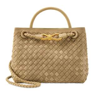 Woven Tote Bag for Women Leather Shoulder Handbag Designer Top Handle Purses B-pine Tea