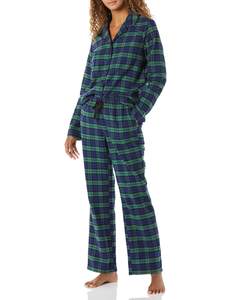 Amazon Essentials Women's Flannel Long-Sleeve Button Front Shirt and Pant Pajama Set…