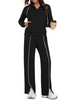 Casly Lamiit Womens 2 Piece Outfits 2025 Fall Casual Zip Up Sweatsuits Lounge Set Travel…