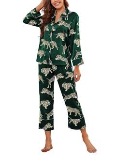 Brosloth Women's Silk Satin Pajamas Long Sleeve Button Up Loungewear Set | Button Down…