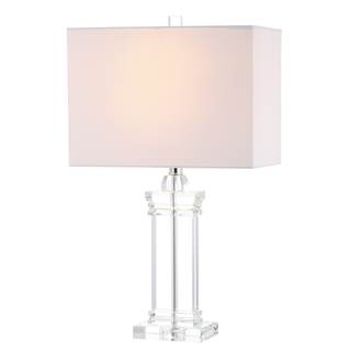 JONATHAN Y Ophelia 24.5" Solid Crystal Table Lamp, Clear | Modern Rectangular Column…