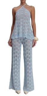 Knit Set Two Piece Sets for Women Dressy Halter Sleeveless Tops with Flared Pants Cruise…