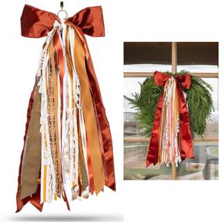 Wreath Ribbon Set - Decorative Bow & Assorted Ribbon for Wreaths - Clip-On Wreath Sash…