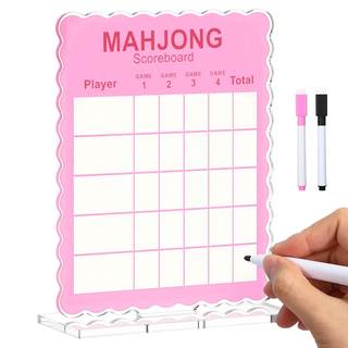 Dunzoom Scalloped Mahjong Scoreboard Acrylic Scoreboard with Dry Erase Markers and…