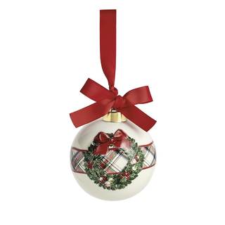 Mud Pie Christmas Wreath Tartan Stripe Ornament