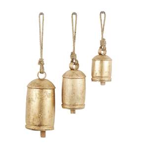 Deco 79 Metal Cow Bells, Meditation Bell, Set of 3, 10", 7", 5"H, Gold | Indoor metal art…