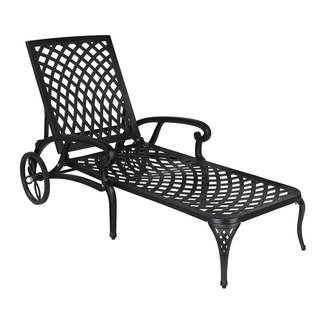 VINGLI Cast Aluminum Outdoor Chaise Lounge Chair with Wheels, Patio Chaise Lounges with…