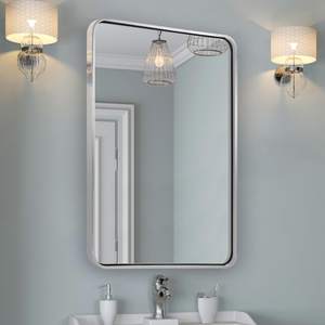 ANDY STAR Chrome Bathroom Mirror, 22x30’’ Rounded Rectangle Polished Nickel Mirror for…