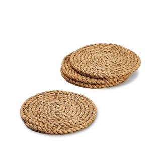 Two's Company 53041 Full Circle Jute Rope Coasters, Set of 4, 4.25-inch Diameter