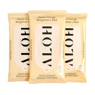 ALŌH Sweet Orange Bergamot + Aloe Hand Sanitizer Wipes, Travel Size | Clean Hands, Clear…