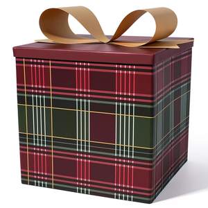 BIOBROWN Christmas Gift Boxes with Lids for Presents Tartan Plaid Design | Medium, 9x9x9…