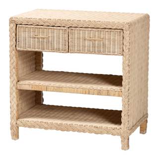 Bali & pari Lanica Japandi Sun Bleached Rattan 2-Drawer Console Table