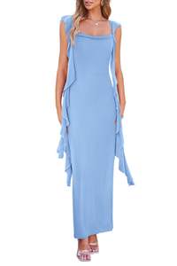 PRETTYGARDEN Summer Dresses for Women Ruffle Bodycon Maxi Dress | Soft Stretchy Slim Fit…