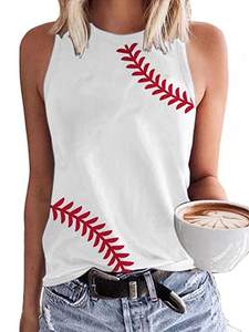 Baseball O-Neck Tank Women Print Baseball Tanks Cute Workout Graphic Casual Summer…