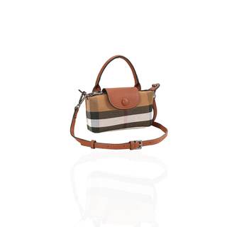 Mini Plaid Canvas Handbag for Women PU Leather Top Handle Checked Bucket Hand Bag Checked…