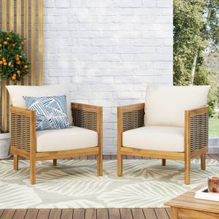 Outdoor Club Chairs Set of 2 with Thick Cushions,400lbs Heavy Duty Patio Furniture…