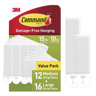 Command 15 lb & 10 lb Large and Medium 28 Pairs Picture Hanging Strips (56 Strips)…