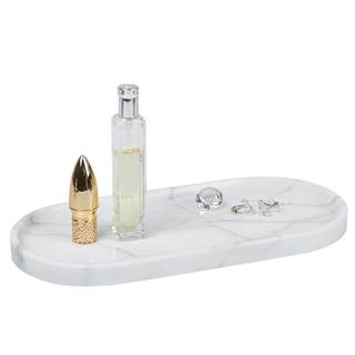 Natural Marble Tray 9.8”x4.7”x0.6” | Hand-Polished Oval Stone Tray for Bathroom Vanity &…