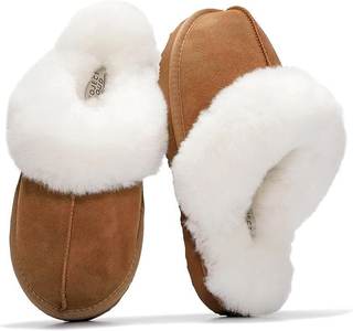 Project Cloud Genuine Leather Fur-Lined Non-Slip Clog Slippers for Women | Memory Foam…
