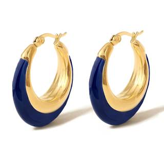 Chunky Enamel Hoop Earrings for Women 18K Gold Plated Bamboo Checkered Huggie Earrings…