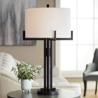 Madrid 31 1/2" Large Table Lamp Black Minimalist Modern Industrial | Metal Living Room…