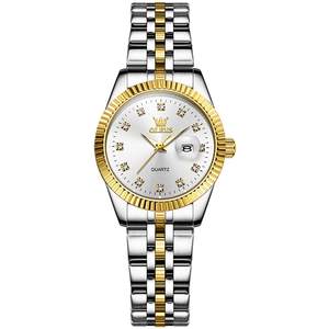 OLEVS Women's Watch, Small Wrist Stainless Steel Analog Quartz with Date Two Tone/Silver