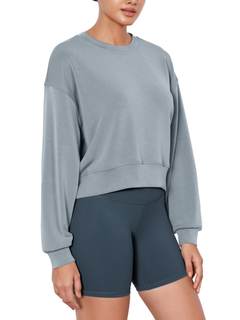 ODODOS Modal Soft Long Sleeve Cropped Sweatshirts for Women Oversized Crew Neck Pullover…