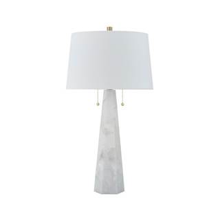 Signature Design by Ashley Laurellen Alabaster Table Lamp, Dual Pull Chain | White stone…