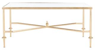 SAFAVIEH Couture Collection Devi Gold Leaf Rectangle Coffee Table (Fully Assembled)