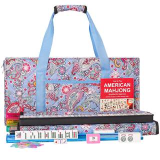 ZGME American Mahjong Set,166 White Tiles with Printed Rectangular Bag and Accessories,4…