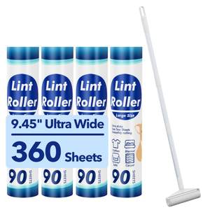 Large Lint Rollers for Carpet, 9.45'' Sticky Rollers for Floor with 360 Sheets…