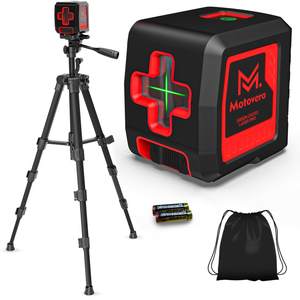Motovera Self Leveling Laser Level 100ft, Green Cross Line with Tripod, 4 Brightness…