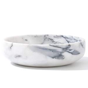 6.7" Decorative Bowl - Natural Marble Key Bowl & Centerpiece (White & Grey)