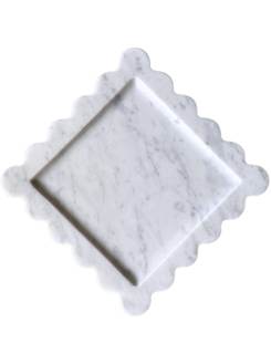 Scalloped Marble Tray 8", Handmade Decorative Stone Tray for Counter, Dresser, Vanity…