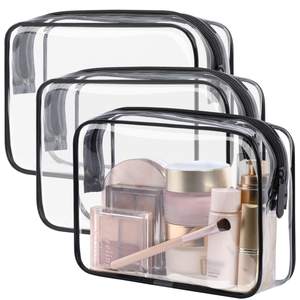 PACKISM TSA Approved Toiletry Bag - Clear Makeup Bag for Travel, Black | 3 Pack…